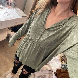 Pink Lily Henley Baby Doll Top